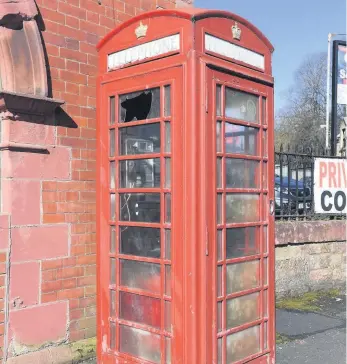  ??  ?? Engaging prospect The phone box in Coatbridge’s Heritage Way is one of 600 in Scotland on offer