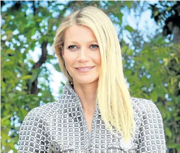  ?? THE ASSOCIATED PRESS FILES ?? Gwyneth Paltrow’s website, Goop, has removed claims that Body Vibes Stickers contain “the same conductive carbon material NASA uses to line space suits so they can monitor an astronaut’s vitals during wear” after NASA said it doesn’t use such a lining...