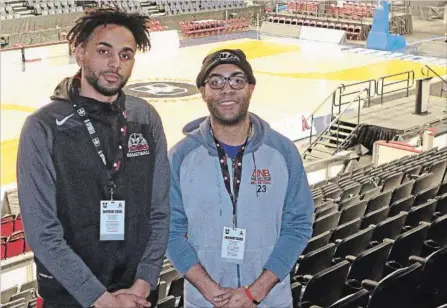  ?? COURTESY OF BROCK UNIVERSITY ?? Dani Elgadi, left, of the Brock Badgers and Javon Masters of the University of New Brunswick Varsity Reds are longtime friends.