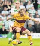  ??  ?? Midfield battle off Scott Brown Allan Campbell holds