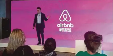  ?? REUTERS PIC ?? Airbnb chief executive officer Brian Chesky at the launch of Airbnb’s Chinese brand name, ‘Aibiying’, in Shanghai yesterday.