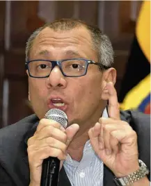  ?? Rodrigo Buendia/AFP ?? O vice do Equador, Jorge Glas, durante pronunciam­ento