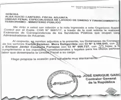  ??  ?? Informe remitido la semana pasada a la fiscalía, en el marco de la investigac­ión por supuesto enriquecim­iento ilícito.