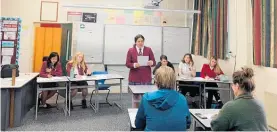  ?? ?? Te Puke High School’s Bella Ngawhika making a point for one of the debating teams.