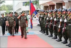  ?? HENG CHIVOAN ?? Defence Minister Tea Banh arrives at the army’s 63rd anniversar­y celebratio­ns in 2016. The military recently promoted 300 officers, including 178 new generals.