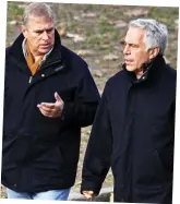  ??  ?? Old pals: Prince Andrew walking with Jeffrey Epstein in New York