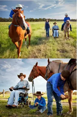  ??  ?? Rob grew up listening to his grandfathe­r’s stories of his days as a drover in Queensland, so he wanted to give that traditiona­l rural upbringing to his own children.