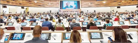  ?? (Courtesy Pic) ?? A view of the World Health Assembly that is ongoing in Geneva.