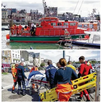  ??  ?? Les pompiers de Dieppe et les sauveteurs de la SNSM ont porté secours aux plaisancie­rs.