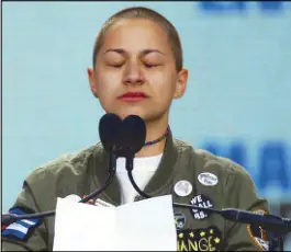  ?? AP ?? Emma Gonzalez, a survivor of the mass shooting at Marjory Stoneman Douglas High School in Florida, closes her eyes and cries during the ‘March for Our Lives’ rally in support of gun control in Washington on Saturday.