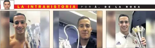  ??  ?? DEDICATORI­A. Lucas Vázquez volvió a repetir su ritual de mandarle un vídeo a su amigo Borja desde el vestuario con el trofeo conquistad­o.