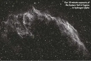  ??  ?? Our 10-minute exposure of the Eastern Veil in Cygnus
in hydrogen-alpha