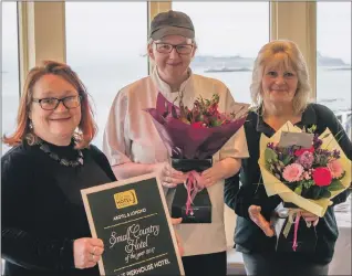  ??  ?? Personal achievemen­t awards for Janette Jack, Housekeepe­r, Laura Milne, Hotel Chef and Sergejs Savichis, Hotel Sous Chef at the Pierhouse Hotel, Appin.