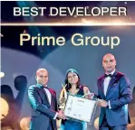  ??  ?? Prime Group Chairman Brahmanage Premalal receiving the overall Best Developer award| Pix by Pradeep Dilrukshan­a
