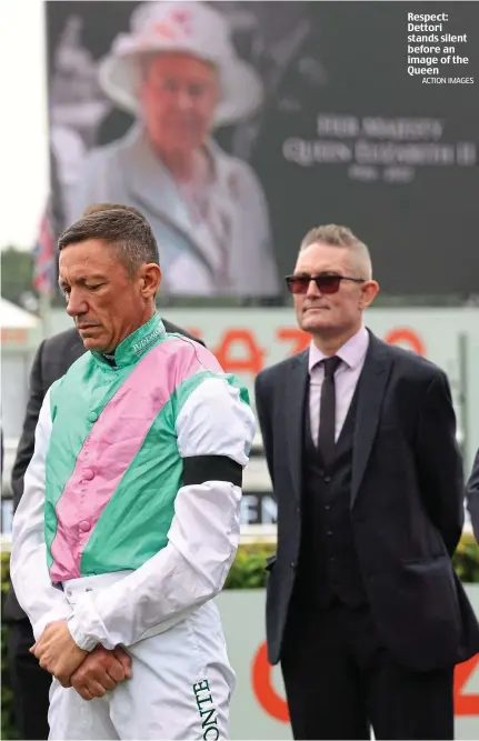  ?? ACTION IMAGES ?? Respect: Dettori stands silent before an image of the Queen