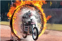  ?? — PTI ?? A Border Security Force personnel performs during the 58th BSF Raising Day function at Guru Nanak Dev University in Amritsar on Sunday.