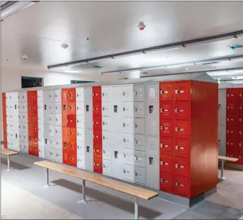  ?? Cory Rubin/The Signal ?? Castaic’s locker rooms feature the school’s colors: charcoal grey, white and burnt orange.