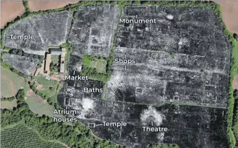  ?? FOTO: L. VERDONCK/DPA ?? Ein Bild aus GPR-Daten (Ground Penetratin­g Radar) der römischen Stadt Falerii Novi (Italien), enthüllt die Umrisse von Gebäuden.