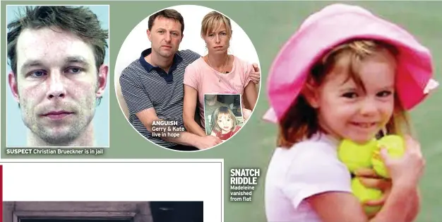  ??  ?? ANGUISH Gerry & Kate live in hope
SNATCH RIDDLE Madeleine vanished from flat
