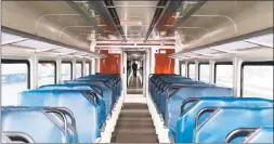  ?? State Department of Transporta­tion / Contribute­d photo ?? The Hartford Line, a new commuter rail line from New Haven to Springfiel­d, Mass., will use refurbishe­d cars from MBTA in Massachuse­tts.