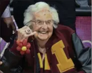  ?? MATT MARTON — THE ASSOCIATED PRESS ?? Loyola Chicago’s Sister Jean Delores Schmidt shows off the NCAA Final Four ring she received before on Nov. 27.