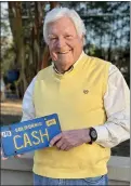  ?? COURTESY ?? Claude Arthur Stuart Hamrick, a former Silicon Valley patent lawyer, holds his license plate, emblazoned with the word “CASH.” Hamrick is selling the license plate for $2 million.