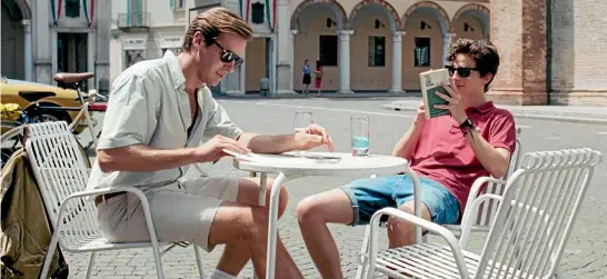  ??  ?? Oliver (Armie Hammer) and Elio (Timothee Chalamet) in Call Me By Your Name.