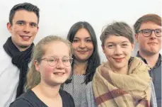  ?? FOTO: JUSOS ?? Der neue Kreisvorst­and (von links): Marcel Buda, Veronika Hehl, Stefanie Isenko, Sophia Lorenz und Julian Bott. Es fehlt Jonas Prüssing.