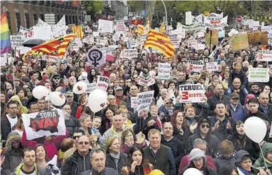  ?? ÁNGEL DE CASTRO ?? Manifestac­ión de la España vacía en Madrid el 31 de marzo del 2019.