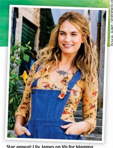  ??  ?? Star appeal: Lily James on Vis for Mamma Mia, and Punta Rata beach in Brela
