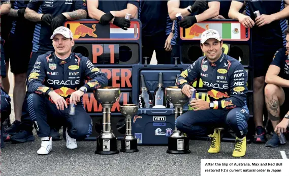  ?? ?? After the blip of Australia, Max and Red Bull restored F1’s current natural order in Japan