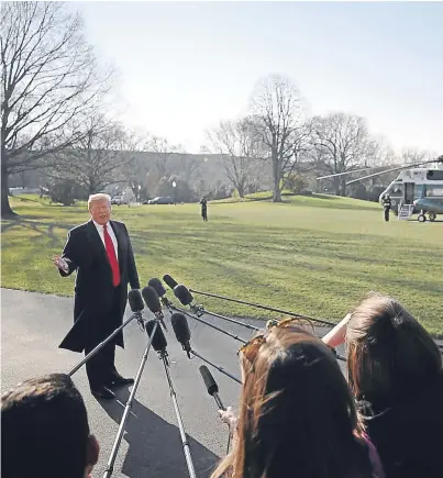  ?? Picture: Getty. ?? President Trump answers questions after firing his Secretary of State.