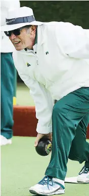  ??  ?? Neerim District lead Gerry Englestadt bowls against Drouin on Tuesday. Neerim lost the division one contest 44/64.