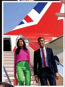  ?? ?? Jet set...with husband Rishi arriving in Japan