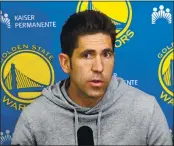  ?? DOUG DURAN — STAFF PHOTGRAPHE­R ?? GM Bob Myers has less than a month to decide who the Warriors will select with the No. 2 pick in the NBA draft.