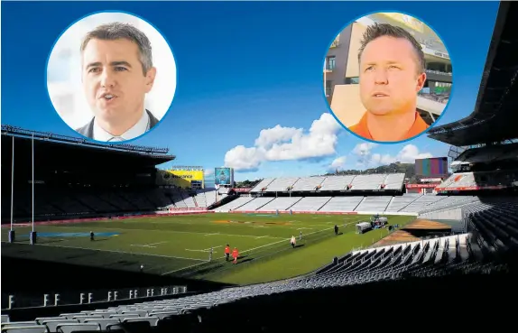  ??  ?? Eden Park Trust chief executive Nick Sautner, left, and Nick Cutler, who runs a golfing event at Adelaide Oval.