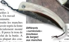  ??  ?? Différents « curnicciul­u » (couteaux de berger) aux manches en corne, comme il se doit.