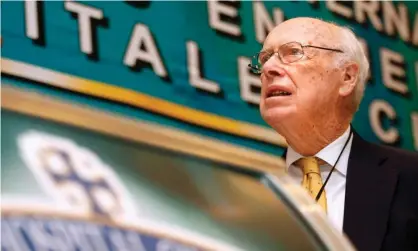  ??  ?? James Watson has been stripped of several honorary titles over ‘reprehensi­ble’ comments in which he said race and intelligen­ce are connected. Photograph: Jose Mendez/EPA
