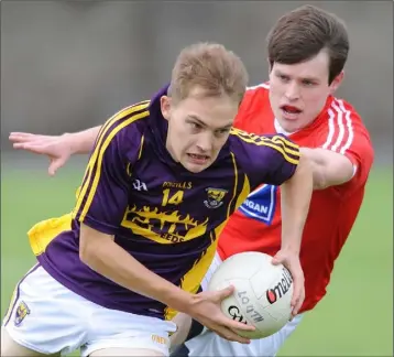  ??  ?? Two-goal hero Seán Ryan making tracks for goal during Tuesday’s Leinster final.