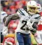 ?? AP ?? Denver picked up two-time Pro Bowl RB Melvin Gordon to help with its lack of visits to the end zone.