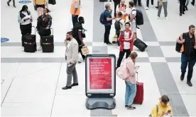  ?? Photograph: Linda Nylind/The Guardian ?? A sign on a platform at Liverpool Street station in London warning of industrial action.