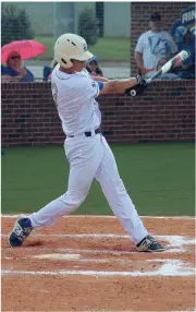  ??  ?? Hunter Ricketts had four RBIs, including a tworun homerun, in Ringgold’s Game 1 victory over Jackson County. The Tigers went on to sweep the series. (Catoosa News photo/Robert Magobet)