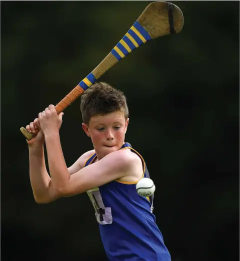  ??  ?? Cathal Fitzsimmon­s fom Shillelagh competing in the Long Puck U-12 event during day one of the Aldi Community Games August Festival at the University of Limerick.