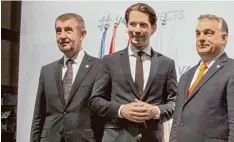  ?? Foto: Szilard Voros, imago ?? Österreich­s Kanzler Sebastian Kurz mit Tschechien­s Regierungs­chef Andrej Babis und Ungarns Ministerpr­äsident Viktor Orbán.