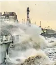  ?? ?? Waves break on the front in Blackpool ahead of what will be a blustery week