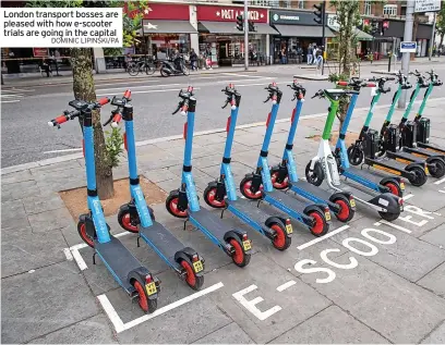  ?? DOMINIC LIPINSKI/PA ?? London transport bosses are pleased with how e-scooter trials are going in the capital