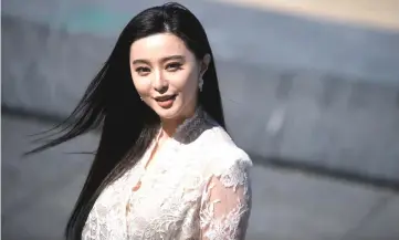  ?? — Reuters photo ?? Fan Bingbing has been accused of using “yin-yang contracts” to hide her actual income to evade taxes.