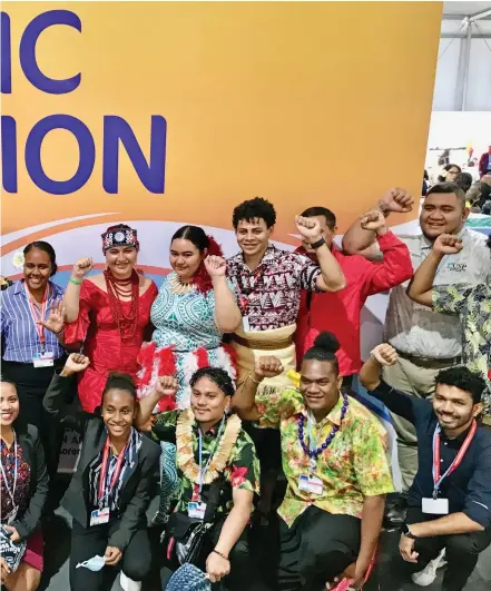  ?? Egypt. Photo: Inoke Rabonu ?? WE ARE NOT YET DEFEATED, WE ARE FIGHTING….. Pacific Island youths representa­tives continue advocacy on climate justice, human rights justice and lifting the voices and demands of frontline communitie­s in the Pacific at COP27 in Sharm ElSheikh,