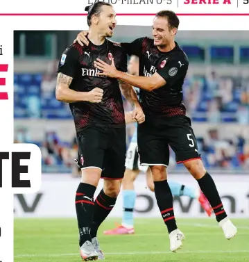  ?? LAPRESSE ?? Ibra (con Bonaventur­a) dopo il gol su rigore, 4° centro in campionato