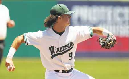  ?? Dennis Lee / MaxPreps ?? Miramonte-Orinda senior Tim Tague, a pitcher and shortstop, went 11-0 on the mound with an 0.81 ERA and batted .342. Below: Tague with his 13-year-old sister, Nicole, who has a rare chromosoma­l disorder called Phelan-McDermid syndrome.